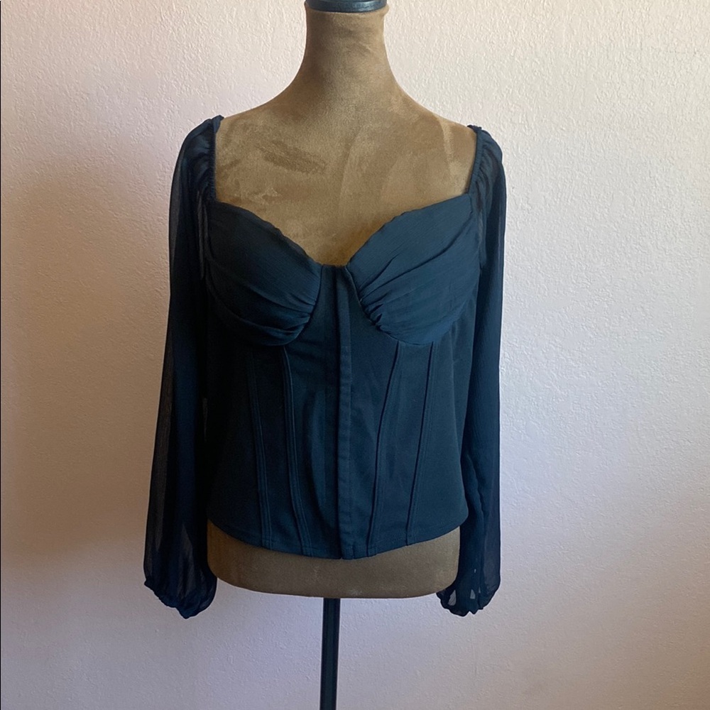 BLUEBELL.Elegant Black Corset Top